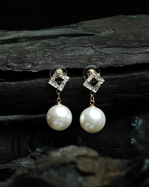 South Sea Pearl Dangling Diamond Earrings